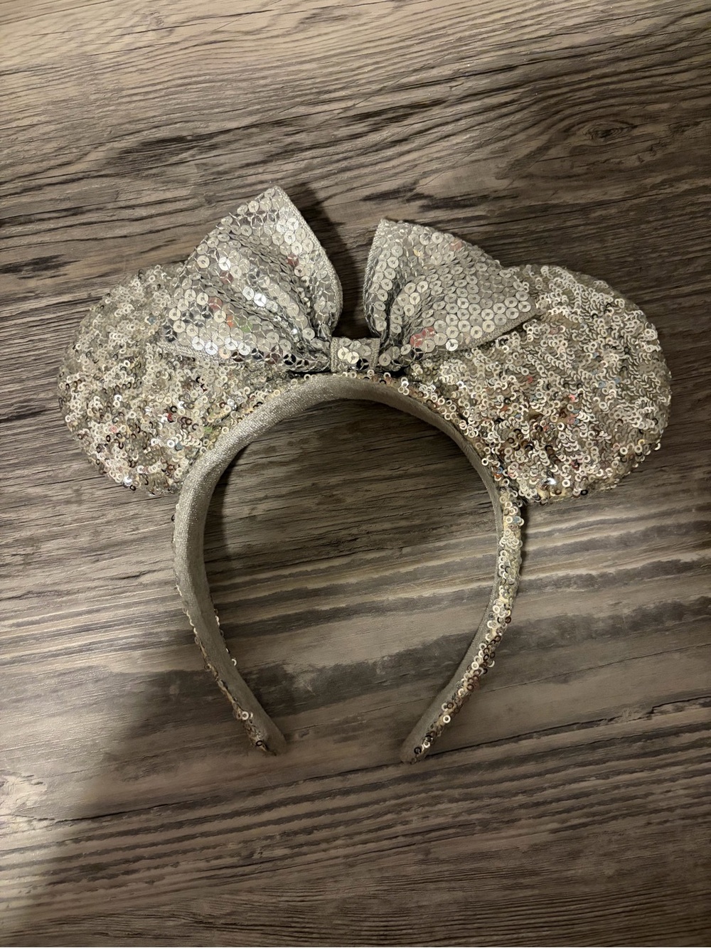 Sparkle Sequin Disney Ear Headband - Silver Vintage